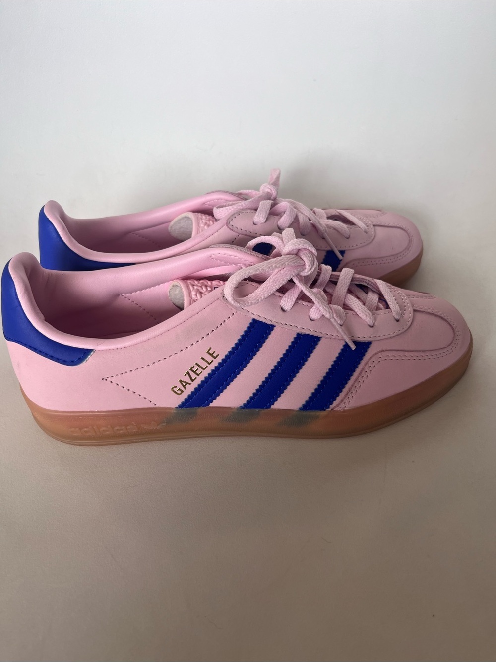Adidas Originals Gazelle Indoor Sneaker Clear Pink Lucid Blue Size 6 - Picture 2 of 11